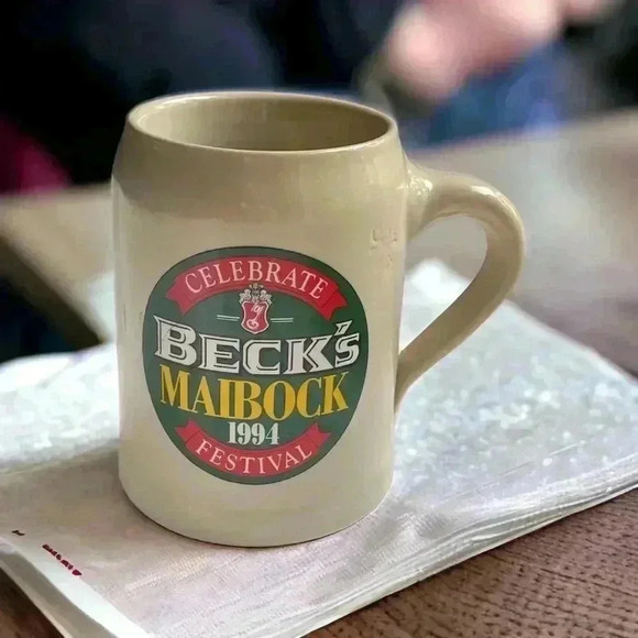 Beck's Maibock 1994 Festival Vintage 16 Ounce Beer Mug.  Excellent Condition. - Picture 1 of 3